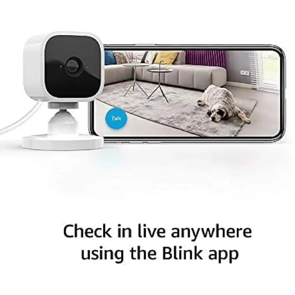 Blink Mini - Compact indoor plug-in smart security camera, 1080p HD video, night